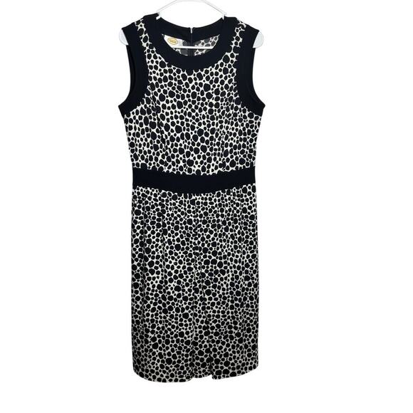 Talbots Women 10 Black White Scoop Neck Calf Length Dress Career Professional - Picture 1 of 8